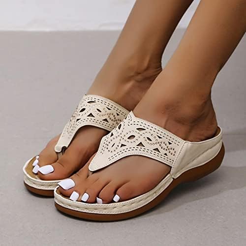 Aayomet Sandalet Kadınlar için Şık Yaz, Yaz Sandalet Peep Toe Daireler Üzerinde Kayma Konfor Terlik Rahat Kama Sandalet Ayakkabı