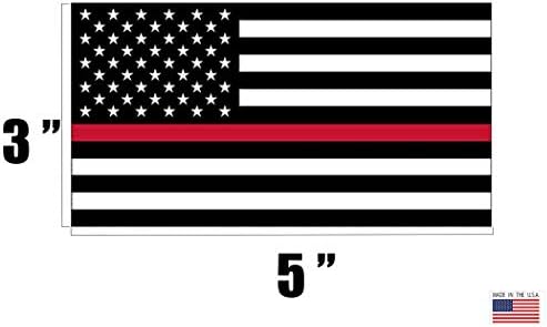 İnce Kırmızı Çizgi İtfaiyeci Bayrağı Etiket Desteği İtfaiyeciler İtfaiyeci EMT ABD