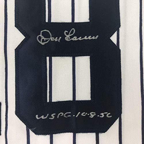 Çerçeveli İmzalı / İmzalı Don Larsen 33x42 New York Çizgili Beyzbol Forması JSA COA