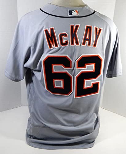 2019 Detroit Tigers David McKay 62 Oyun Verilen Gri Jersey MLB 150 Yama 48 874 - Oyun Kullanılan MLB Formaları