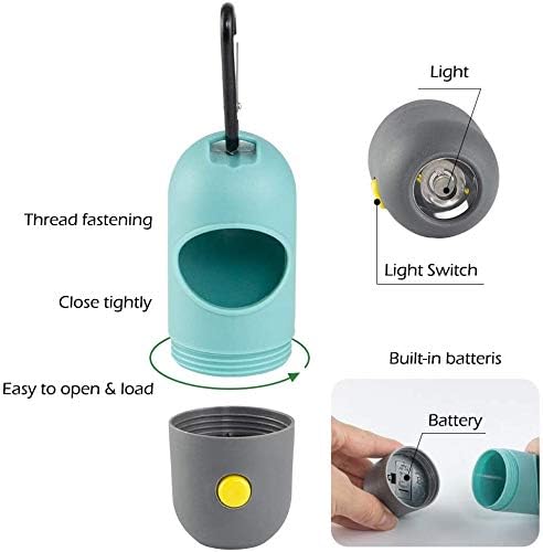 Köpek Kaka Torbası-Dahili LED El Feneri ve 4 Rulo Kokulu 13x9 Ekstra Kalın Sızdırmaz Biyobozunur Köpek Atık Torbaları ile