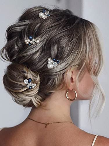 Heread Mavi İnci Gelin Düğün saç tokası Gümüş Gelin saç parçaları Balo saç Klipleri Aksesuarları Kadınlar ve Kızlar için