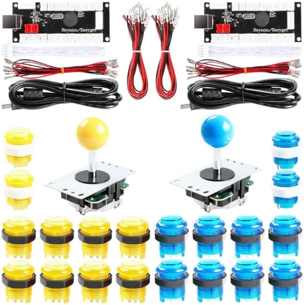 DIY oyun kolu anahtarı Kitleri İle 20 LED Arcade Düğmeler + 2 Joystick + 2 USB Encoder Kiti + Kablolar Arcade Parçaları Seti