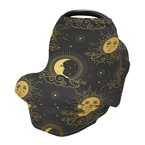 Yıldızlı Gökyüzünde güneş ve Ay Bebek Araba Koltuğu Kapakları-Arabası Kapağı Alışveriş Sepeti Kapağı, Çok kullanımlı Araba