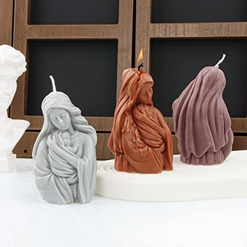 Grainrain Bakire ve Oğlu 3D Mum Kalıp Mary Silikon Sabun Yapımı El Sanatları Soya Balmumu Moul (SXY272)