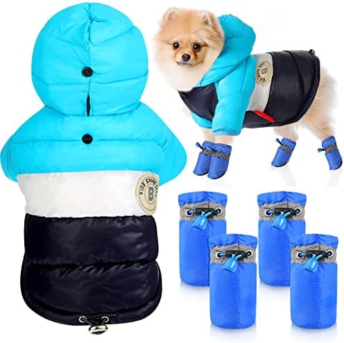 5 Adet Köpek Patik ve Rüzgar Geçirmez Köpek Soğuk Hava Mont Su Geçirmez Köpekler Ayakkabı Pençe Koruyucu Küçük Köpekler için