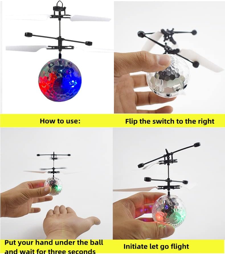 KSATEX indüksiyon uçan oyuncak, jest akıllı indüksiyon uçan top renkli ışık aydınlık Levitating topu uçak çocuklar için,