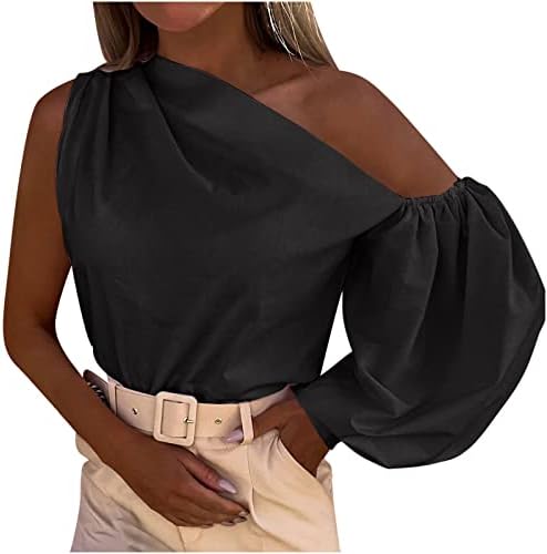 2023 Elbise Moda Bir Omuz Uzun Kollu Temel Bluz Tee Kadınlar için Yaz Sonbahar Bluz 4C 4C