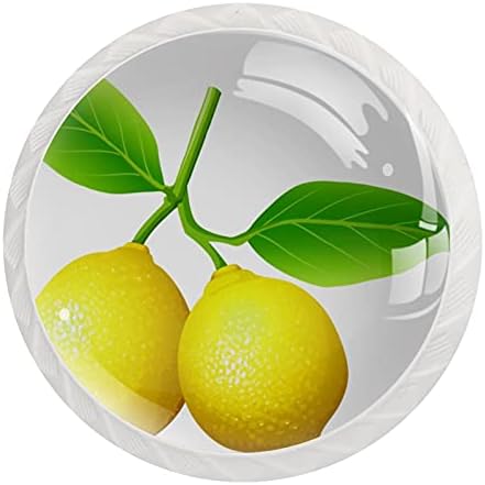 12 ADET Beyaz Yuvarlak Çekmece Kolu Parlak Sarı Limon Meyve