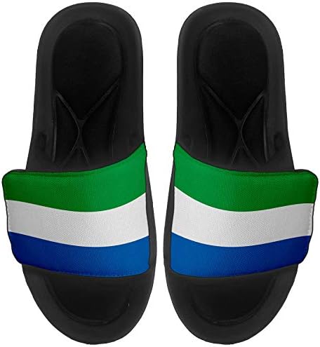 ExpressİtBest Yastıklı Kaydıraklı Sandaletler / Erkekler, Kadınlar ve Gençler için Kaydıraklar - Sierra Leone Bayrağı (Leonean)