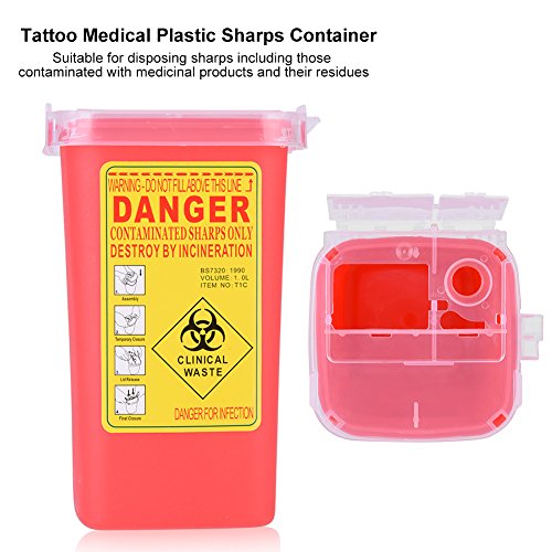 Dövme Tıbbi Plastik Keskin Konteyner İğne Bertaraf 1L Boyutu çöp kutusu Pratik Araçlar Dövmeler için(Kırmızı)