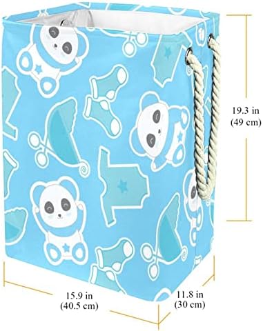 Panda Mavi ve Giysi Büyük çamaşır sepetleri Kirli kıyafet saklama Çantası Sepetleri Kolları ile Katlanabilir eşya kutuları