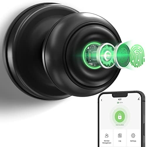 GeekTale Parmak İzi Kapı Kilidi Akıllı Kapı Topuzu, Biyometrik Kapı Kilidi App Kontrollü Akıllı Kilit Parmak İzi Kapı topuzu,Yatak