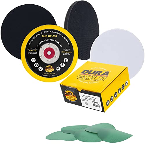 Dura-Gold 5 Zımpara Diskleri - 400 Grit, Kanca ve Halka DA Destek Plakası ve Yumuşak Yoğunluklu Arayüz Pedi