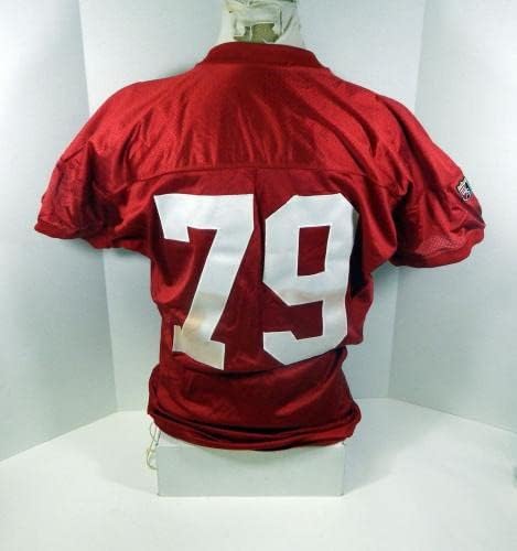 1995 San Francisco 49ers Harrison Barton 79 Oyunu Yayınlandı Kırmızı Forma 52 DP30200 - İmzasız NFL Oyunu Kullanılmış Formalar