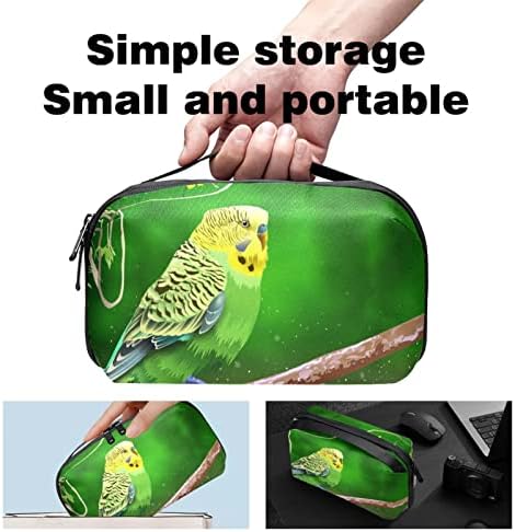 Taşıma Çantası Seyahat Kılıfı Çanta USB Kablosu Organizatör Cep Aksesuar Fermuar Cüzdan, Bahar Ağacı Budgie