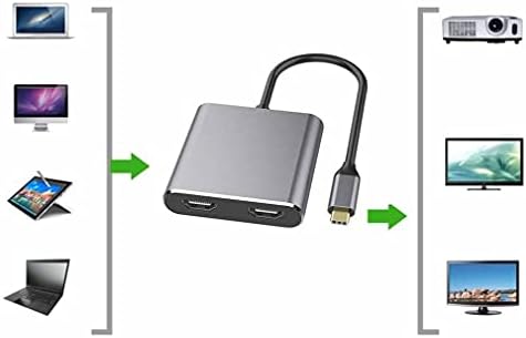 ANDROSET Tipi C Çift HDMI USB 3.0 PD Dönüştürücü 4 in 1 USB C dok istasyonu Hub 4 K hdmi adaptörü Kablosu