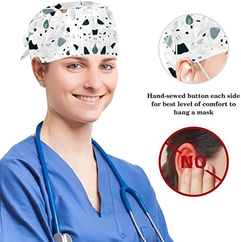 yoyoAmoy Tıbbi Çalışma Düğmeleri ile Caps, pamuk Ter Bandı Kabarık Kravat Geri Şapka Sevimli Kar Taneleri Süs