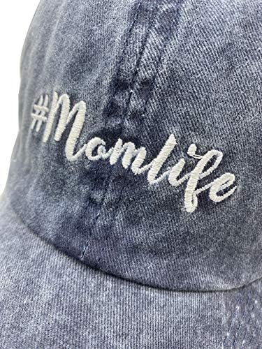 MANMESH HATT Anne Yaşam At Kuyruğu beyzbol şapkası Dağınık Topuz Vintage Yıkanmış Sıkıntılı Dimi Düz Şapka Kadınlar için